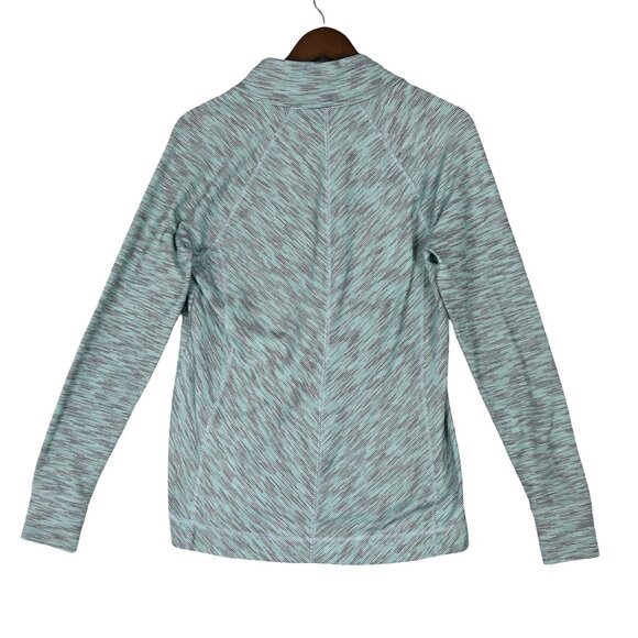 T by Talbots Zip Pullover M SPF 50 Green Striped Athleisure Active Sun Shirt - Picture 2 of 6
